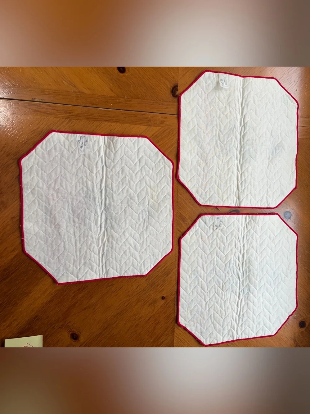 Holiday Bear Quilted Placemats - Red, Green & White set 3 pc